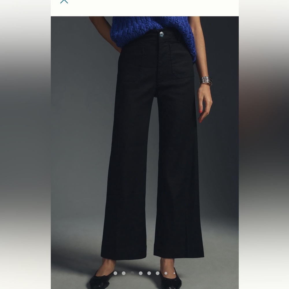 The Colette Cropped Wide-Leg Linen Pants Black